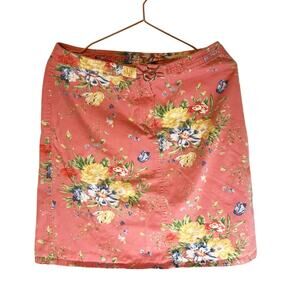 Vintage David Sport Floral Skirt - Size 10 - Y2K Coral